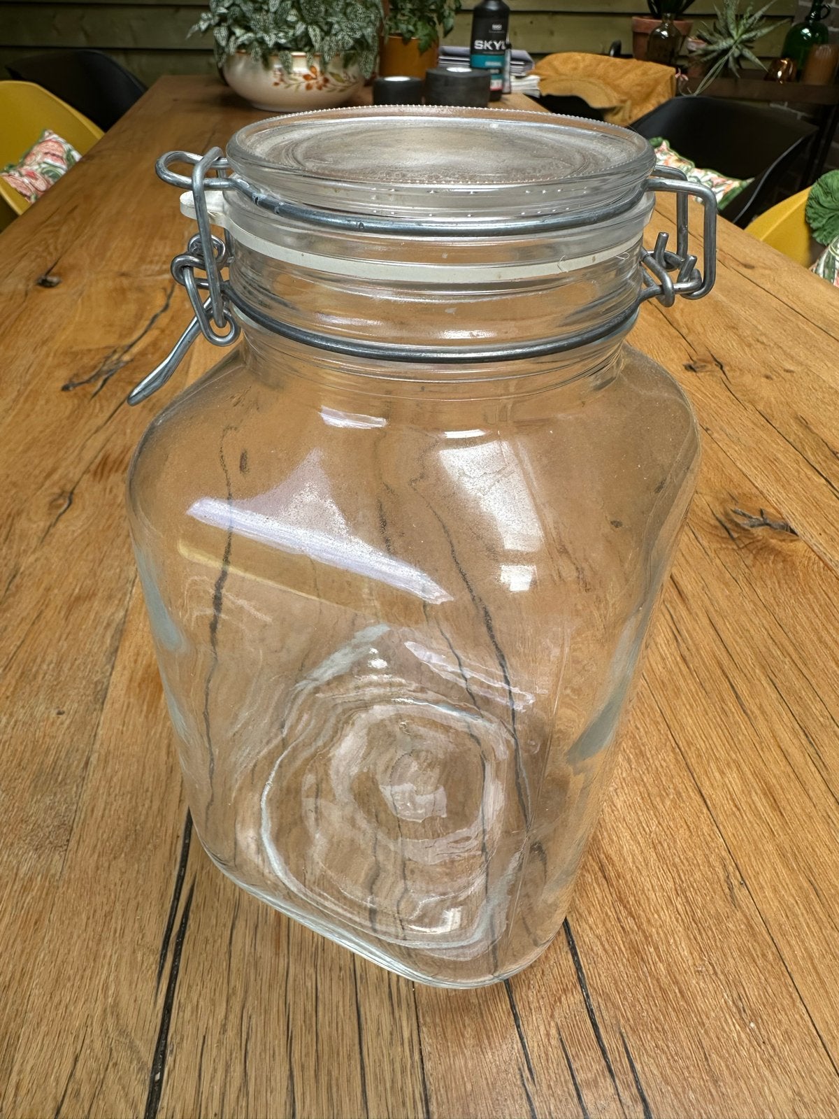 Glazen voorraadpot met beugelsluiting, Voorraadpot, Ophalen of Verzenden, Gebruikt, Glas