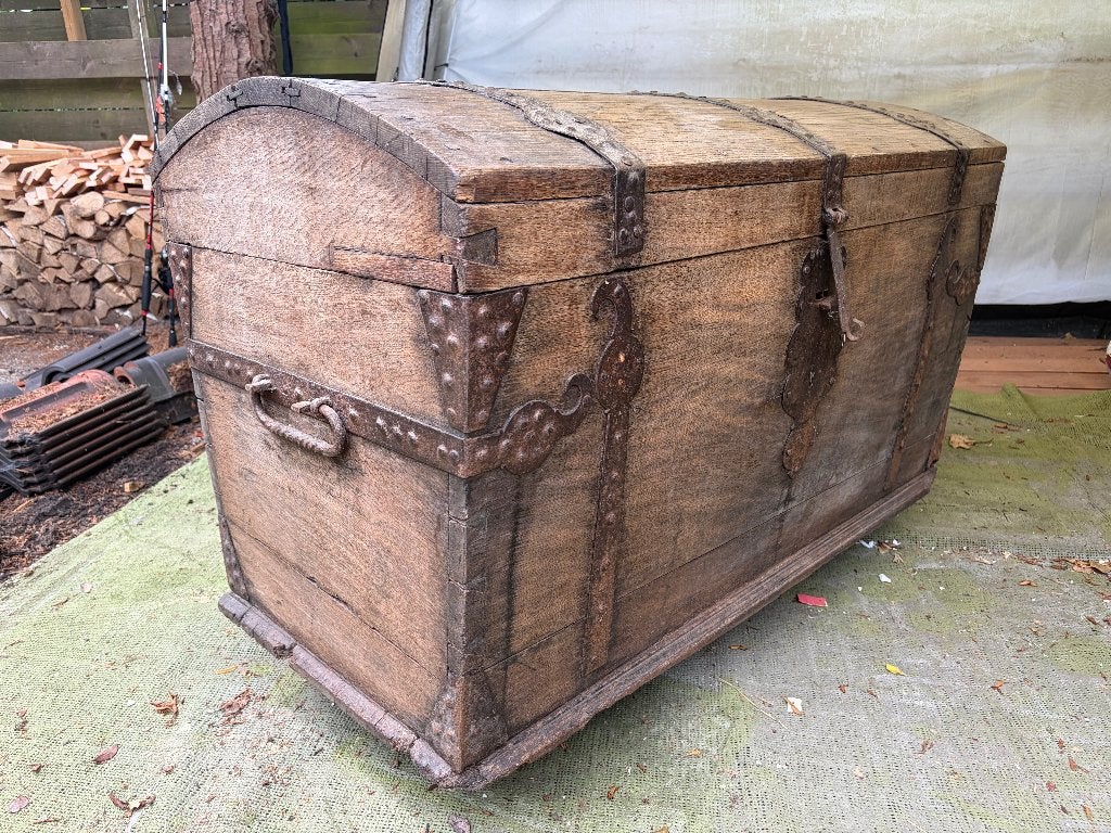 Antieke 18e eeuwse bruid/schatkist met werkend slot, Antiek en Kunst, Ophalen
