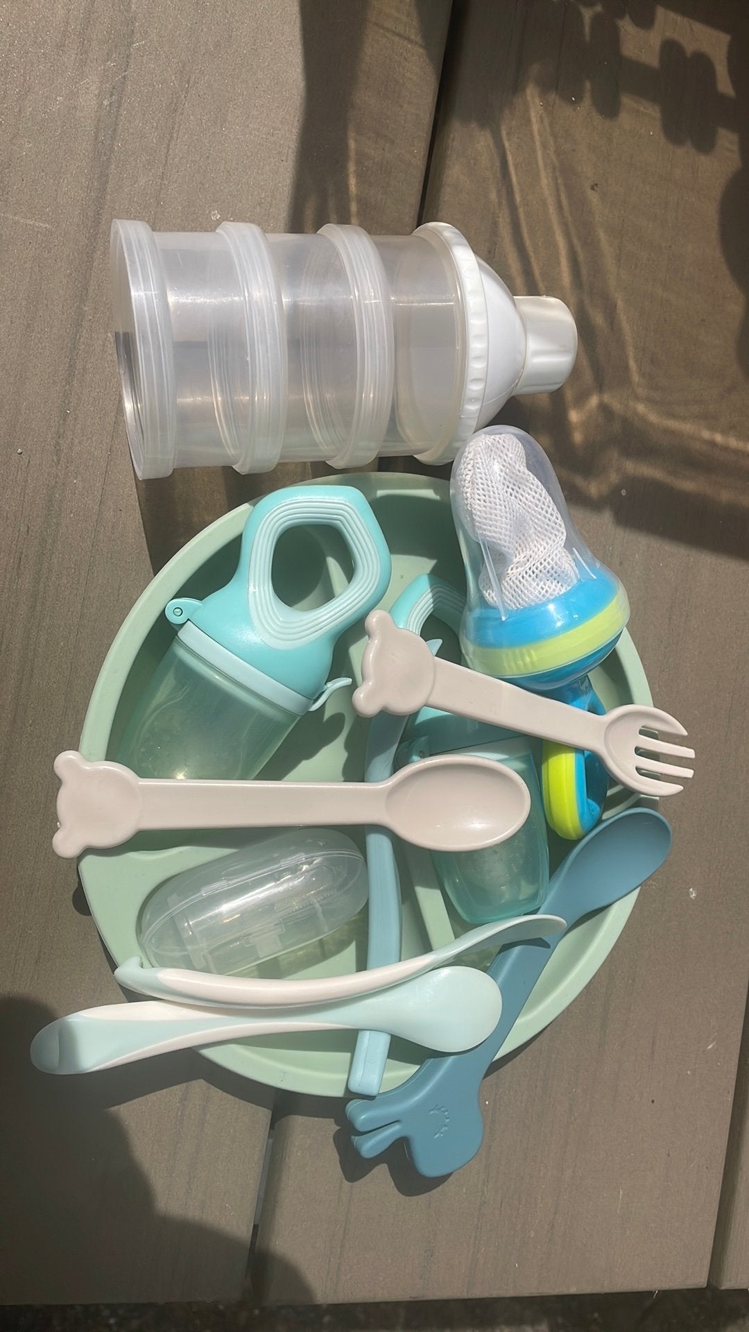 Baby toebehoren bord lepeltjes fruitspenen, Ophalen, Gebruikt, Overige typen