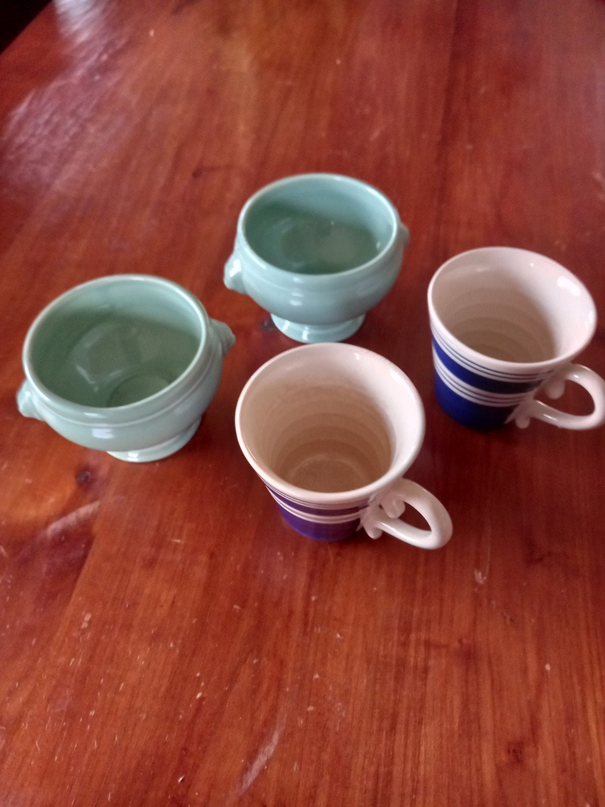 Set van 4 keramische kopjes en schaaltjes, Antiek en Kunst, Ophalen of Verzenden