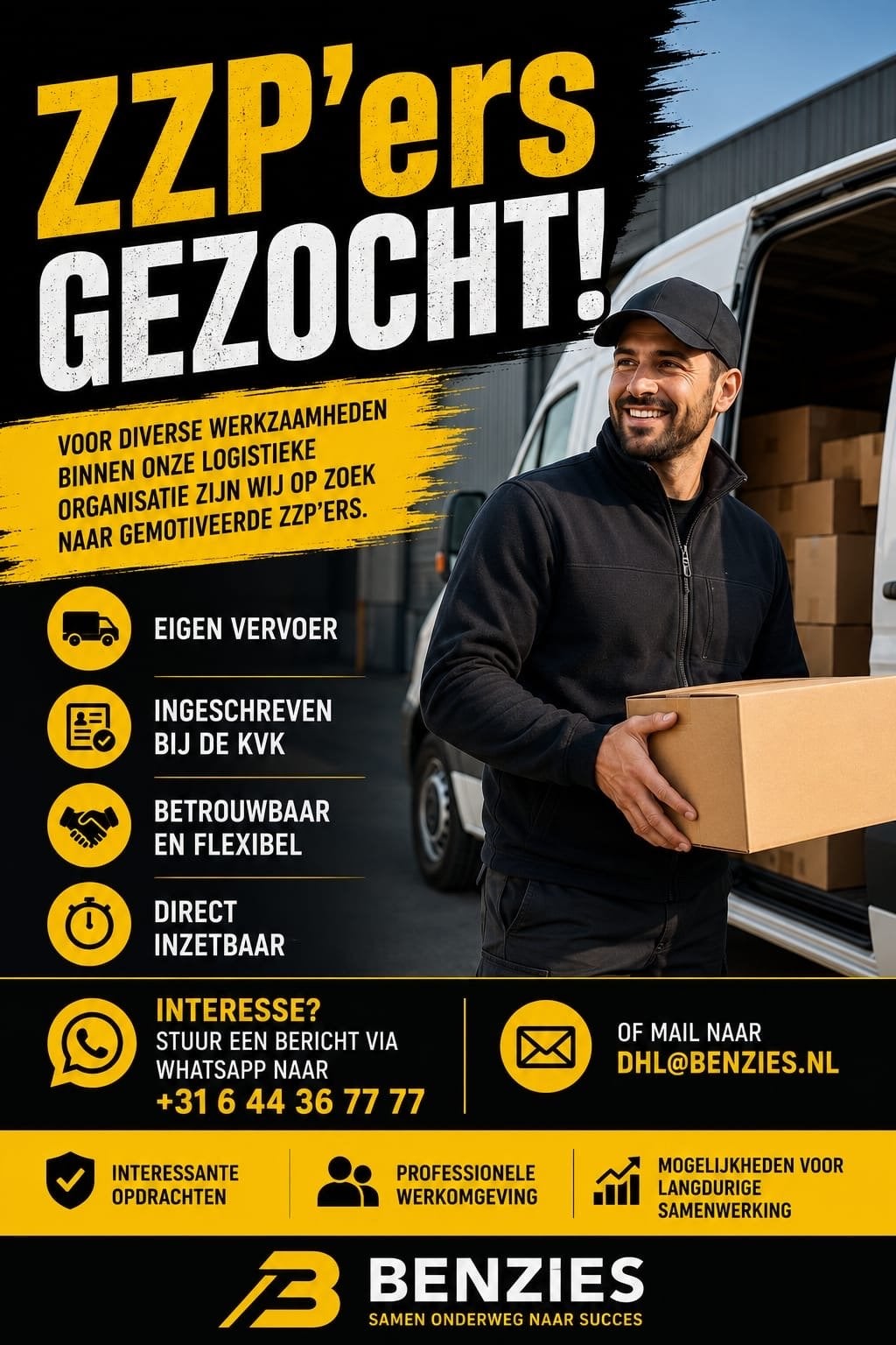 Zzp'ers pakketbezorgers transport,  met eigen bus, Overige niveaus, Starter, Freelance of Uitzendbasis