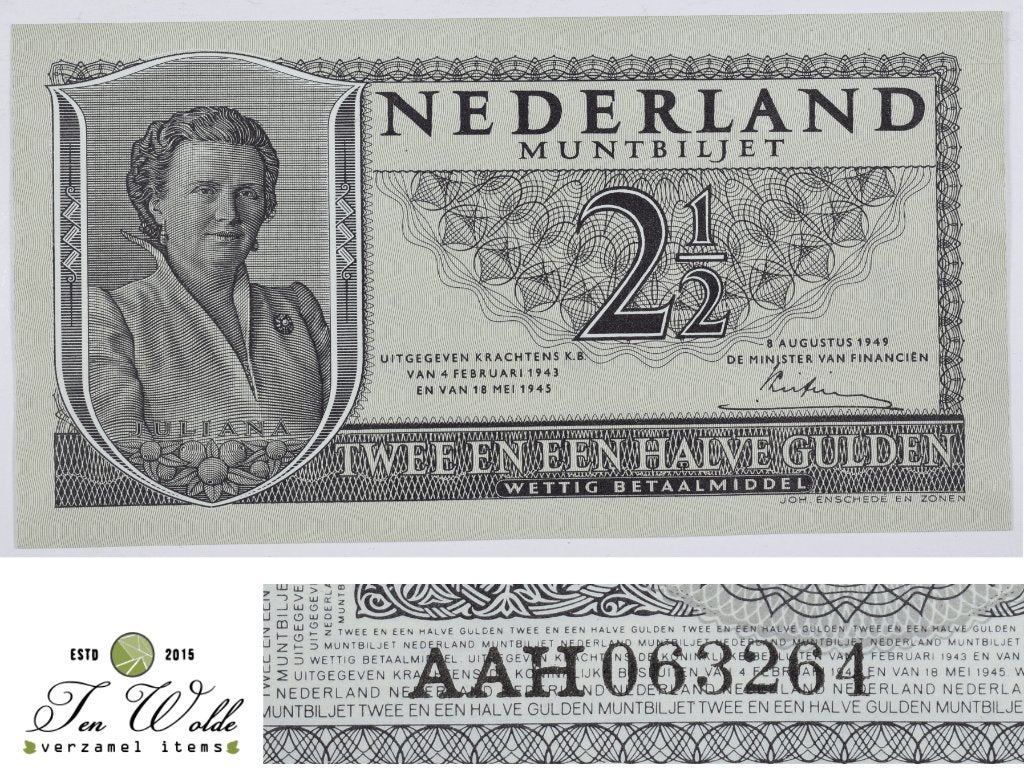 Nederland 2½ Gulden 1949, Zeldzame 3 letters 6 cijfers., Ophalen of Verzenden, 2½ gulden, Los biljet