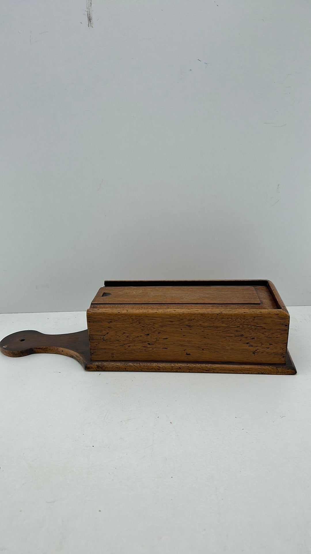 Antieke Houten lucifers houder met Deksel, Ophalen of Verzenden