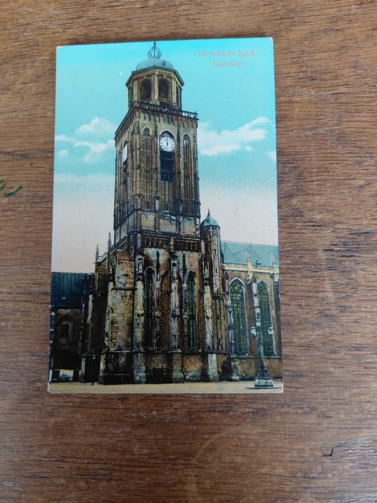 21_j Deventer grote kerk oude kaart, Ophalen of Verzenden, 1940 tot 1960, Overijssel