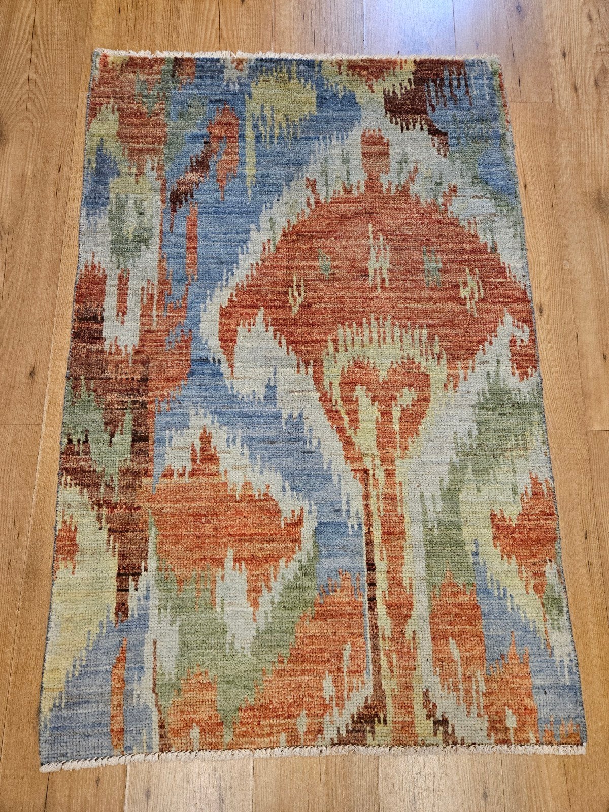 Handgeknoopt oosters tapijt modern design 122x78, Info@SlatsAntiek.nl, 100 tot 150 cm, Blauw, Perzisch