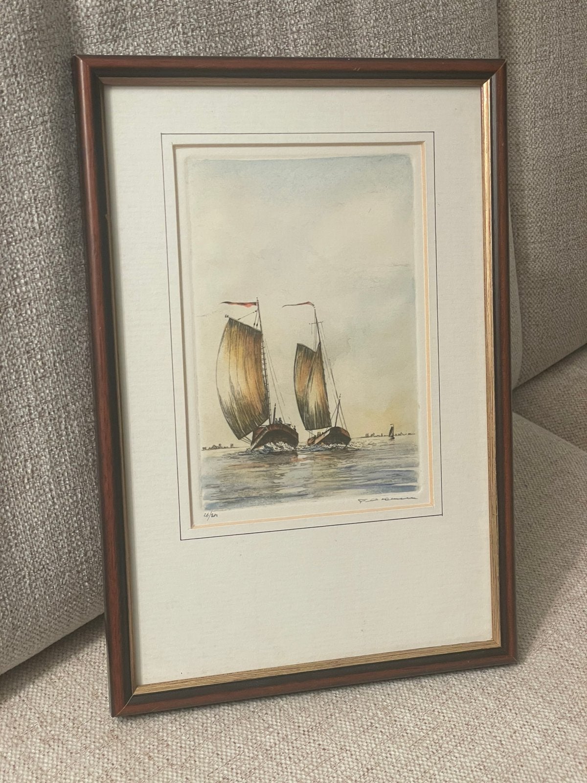 Prachtige Maritieme Ets Dick Haakman Skûtsjesilen / Botters, Antiek en Kunst, Kunst | Etsen en Gravures, Ophalen, Landschap, Ets