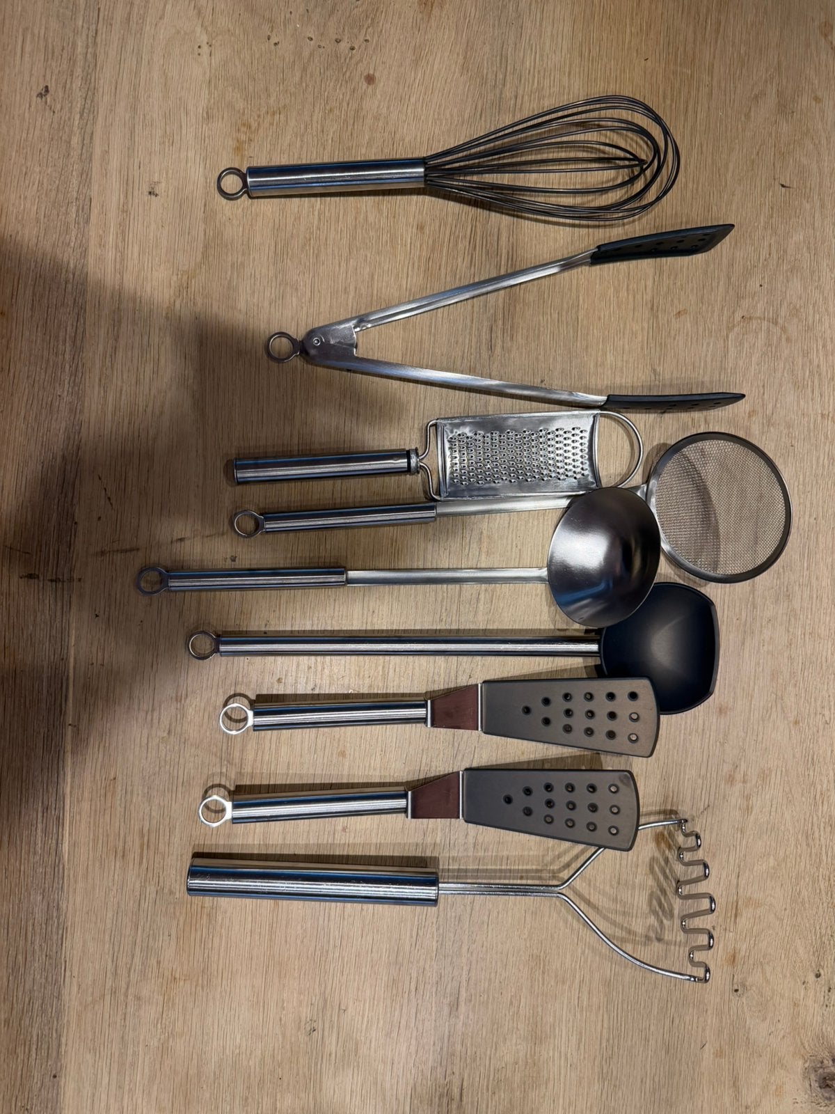 Diverse Keukenhulpjes Set - Garde, Tang, Rasp, Spatels, Zilver, Ophalen of Verzenden, Metaal, Overige merken