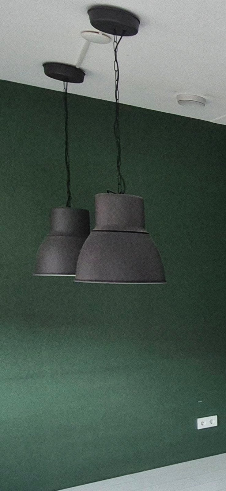 2x IKEA Hektar hanglampen - donkergrijs, Ophalen, Gebruikt, E27 (groot), Metaal