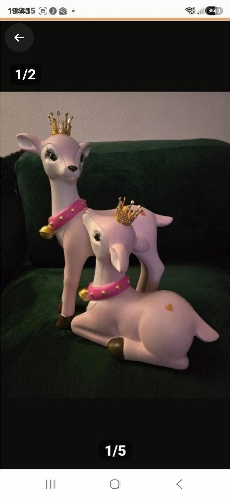 Schattige roze herten met kroontjes - decoratie set, Overige stijlen, Nieuw, Ophalen of Verzenden, Roze