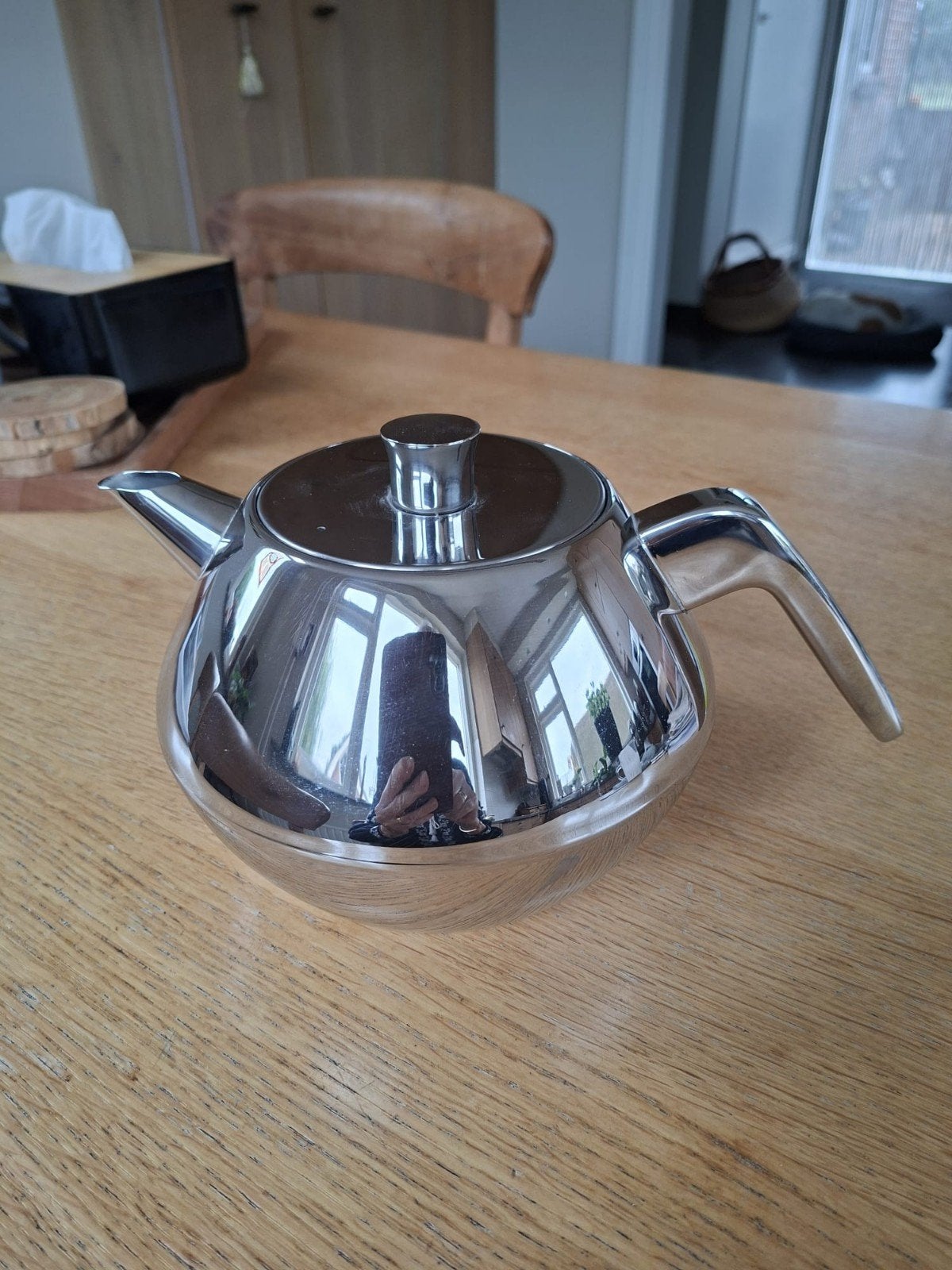 Theepot 1.2L van Bredemeijer dubbelwandig rvs, Ophalen of Verzenden, Overige materialen, Overige stijlen, Theepot