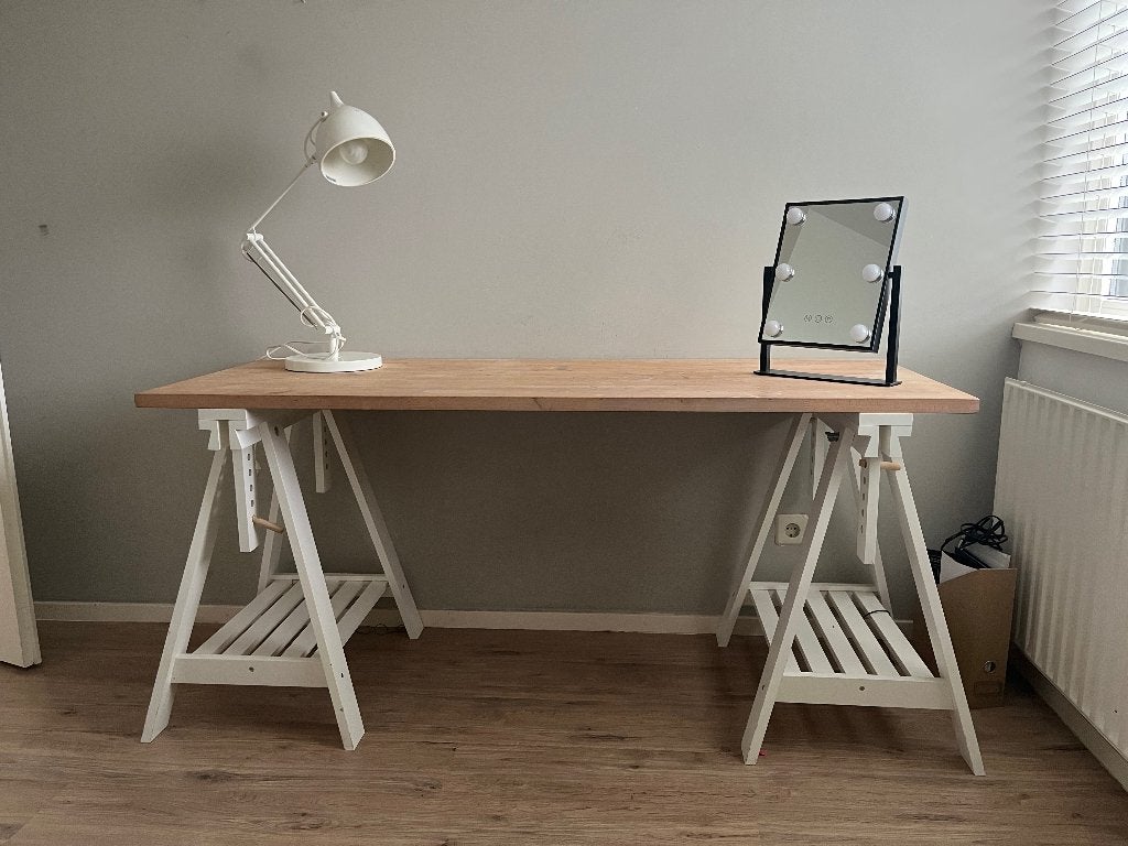 Bureau op schragen, Ophalen, Demontabel, Gebruikt, Hout