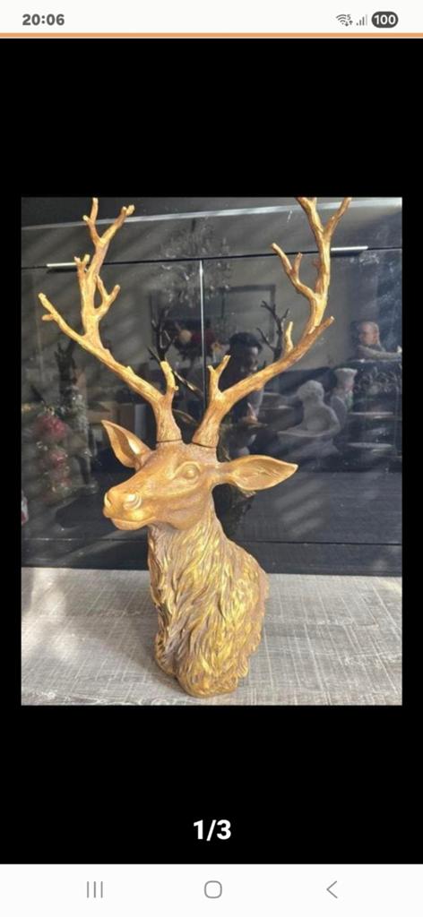 Gouden Hertenkop Decoratie - Uniek Woonaccessoire, Overige materialen, Nieuw, Ophalen of Verzenden, Goud