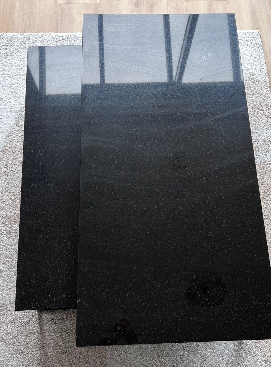 Giga meubel 2 salontafels met zwart composiet blad, Huis en Inrichting, Ophalen, 100 tot 150 cm, Nieuw, Metaal