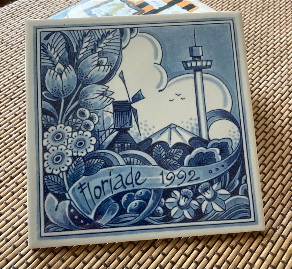 Delfts blauw tegel Floriade 1992, 13x13 cm., Ophalen of Verzenden