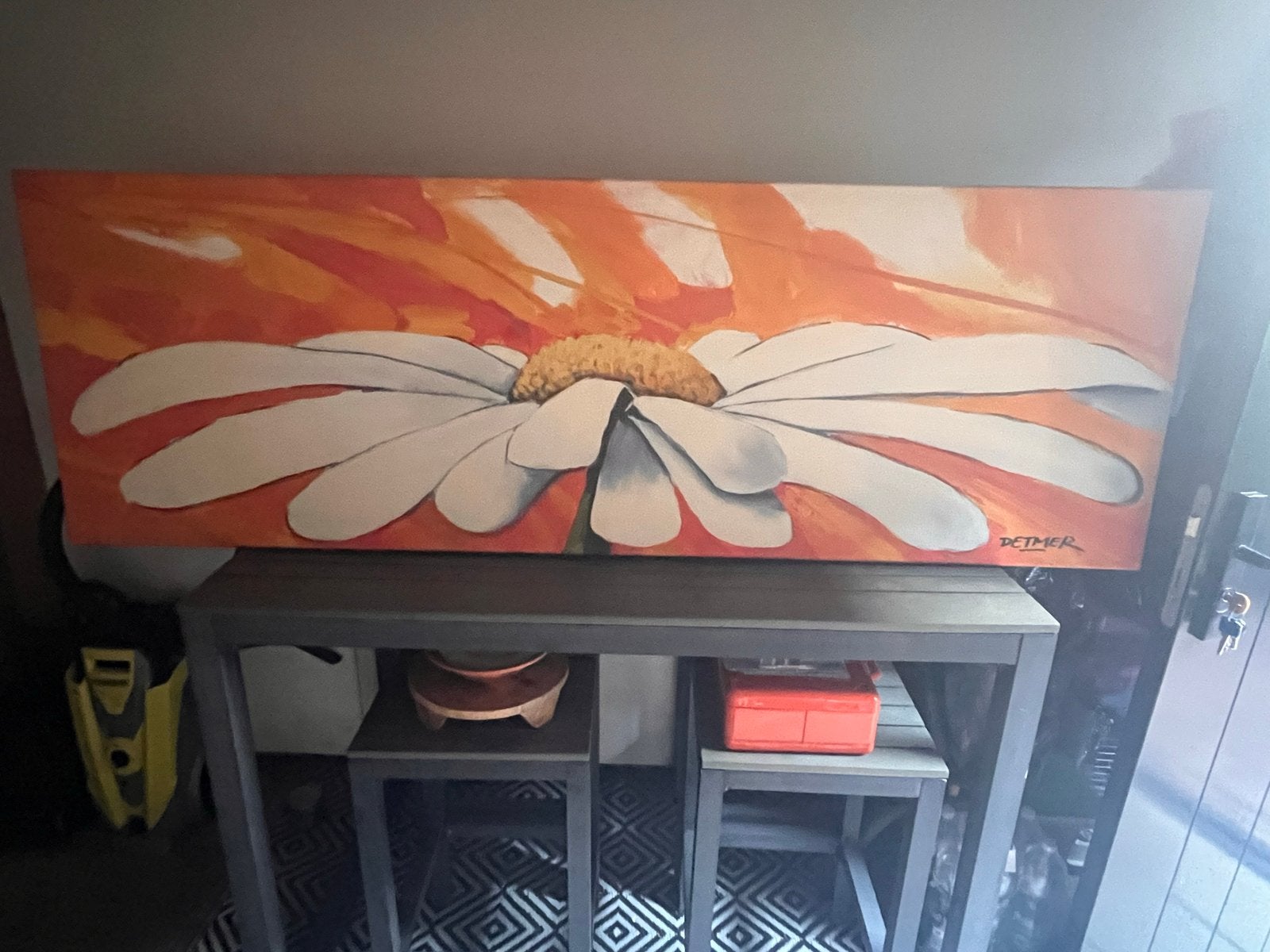 Groot schilderij 'Madeliefje' - 180x60 cm, Ophalen, Bloemen, Textiel, Gesigneerd