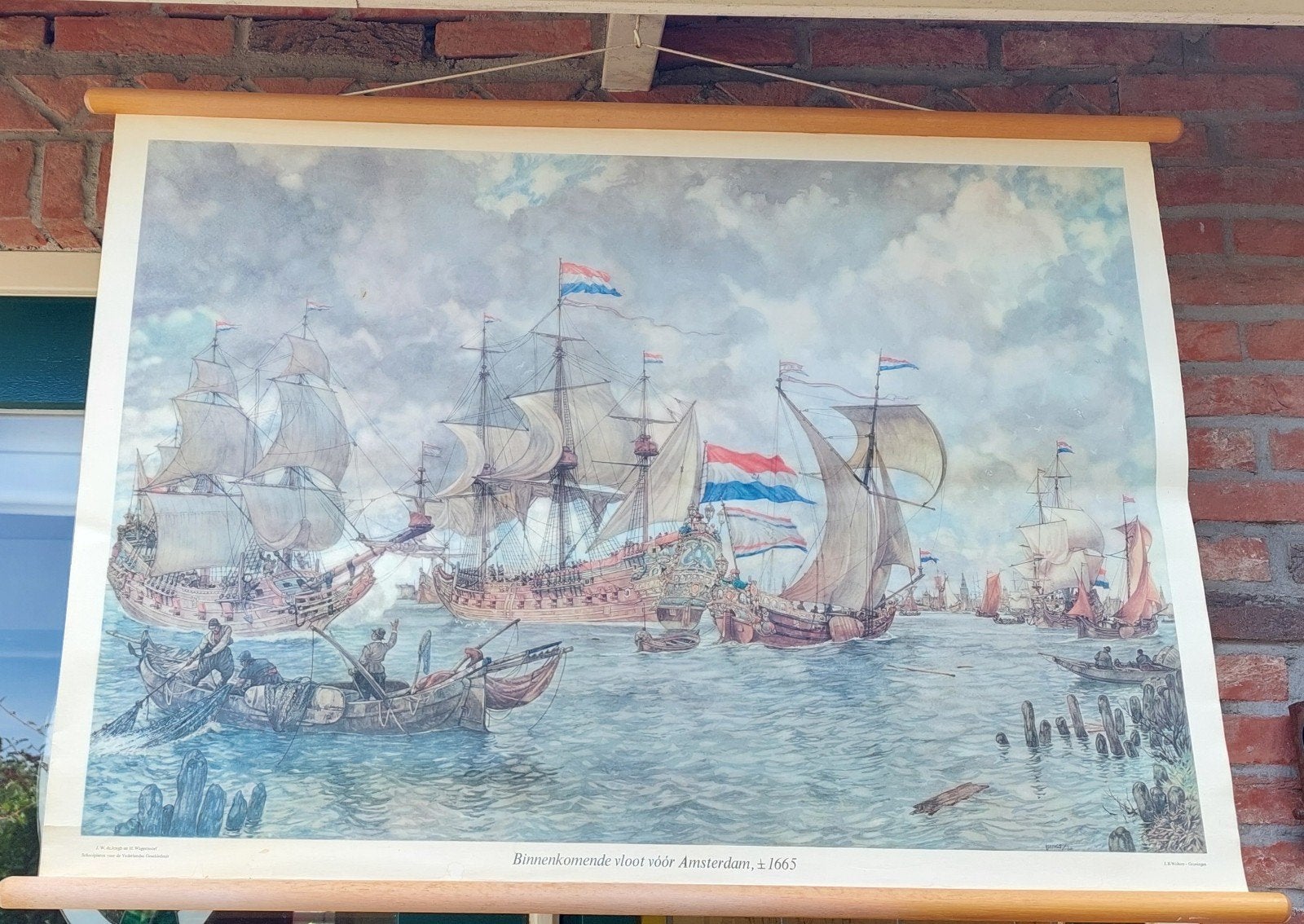 Historische Schoolplaat: Binnenkomende vloot voor Amsterdam, Ophalen of Verzenden, Geschiedenis