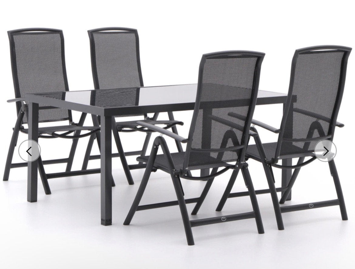 Tuinset met glazen plaat + eventueel 4 stoelen, Tuin en Terras, Tuinsets en Loungesets, Ophalen, Gebruikt, Aluminium