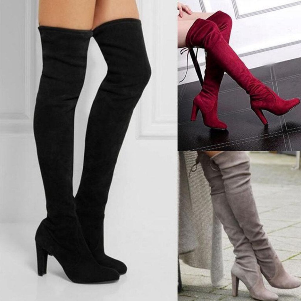 Overknee suede laarzen (dames knie hakken leren boots), Kleding | Dames, Schoenen, Verzenden, Nieuw, Overige kleuren, Hoge laarzen