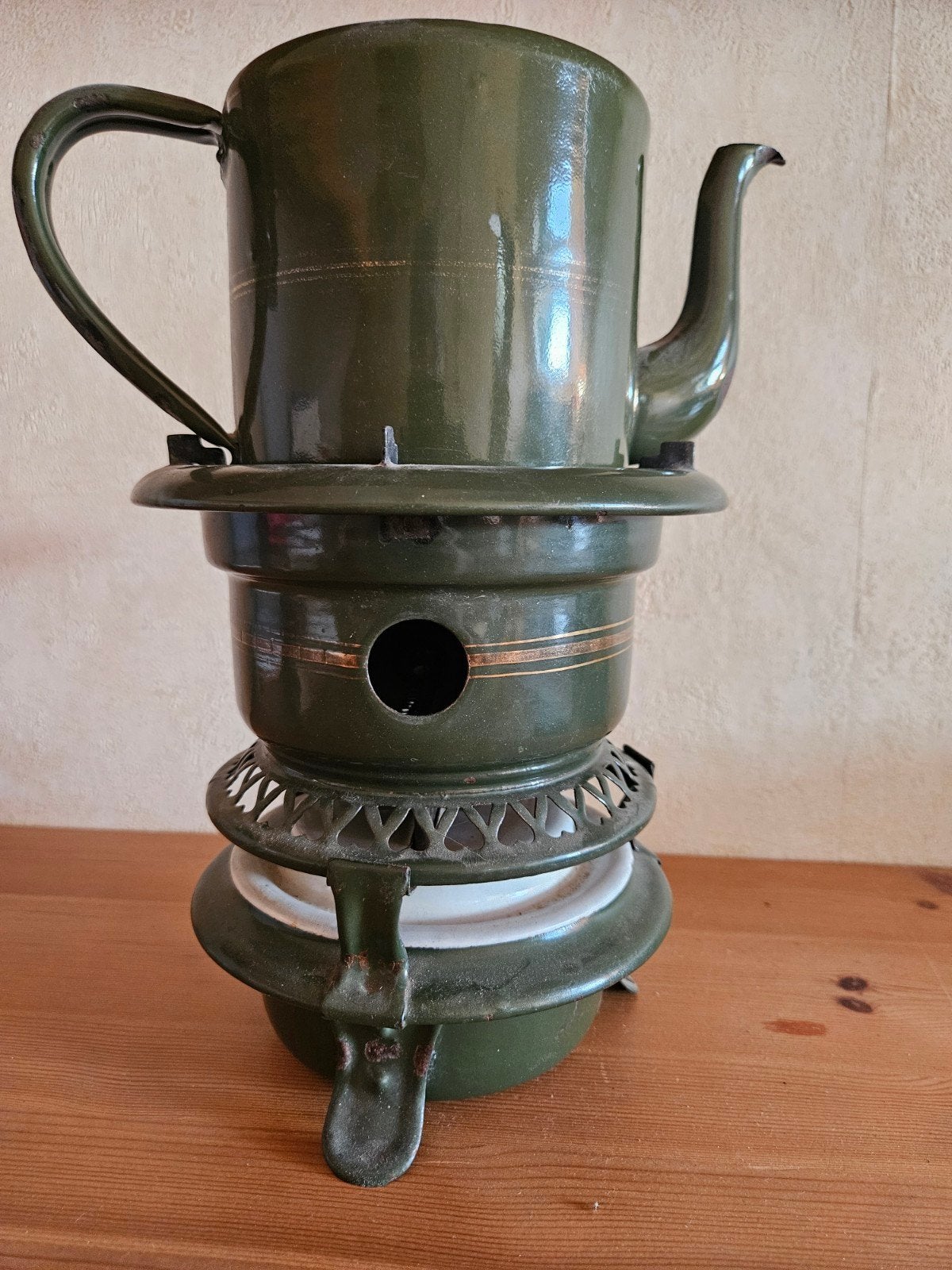 Vintage Groene Emaille Pot, Ophalen