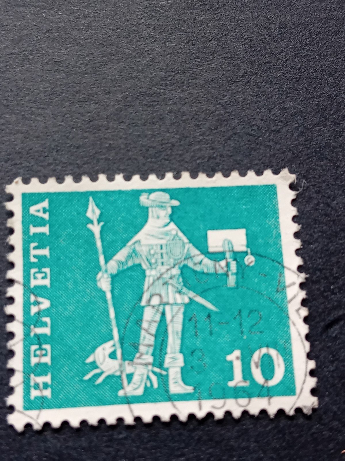 Zwitserse postzegel Helvetia 10 cent gestempeld, Met stempel, Frankeerzegel, Ophalen of Verzenden, Gestempeld