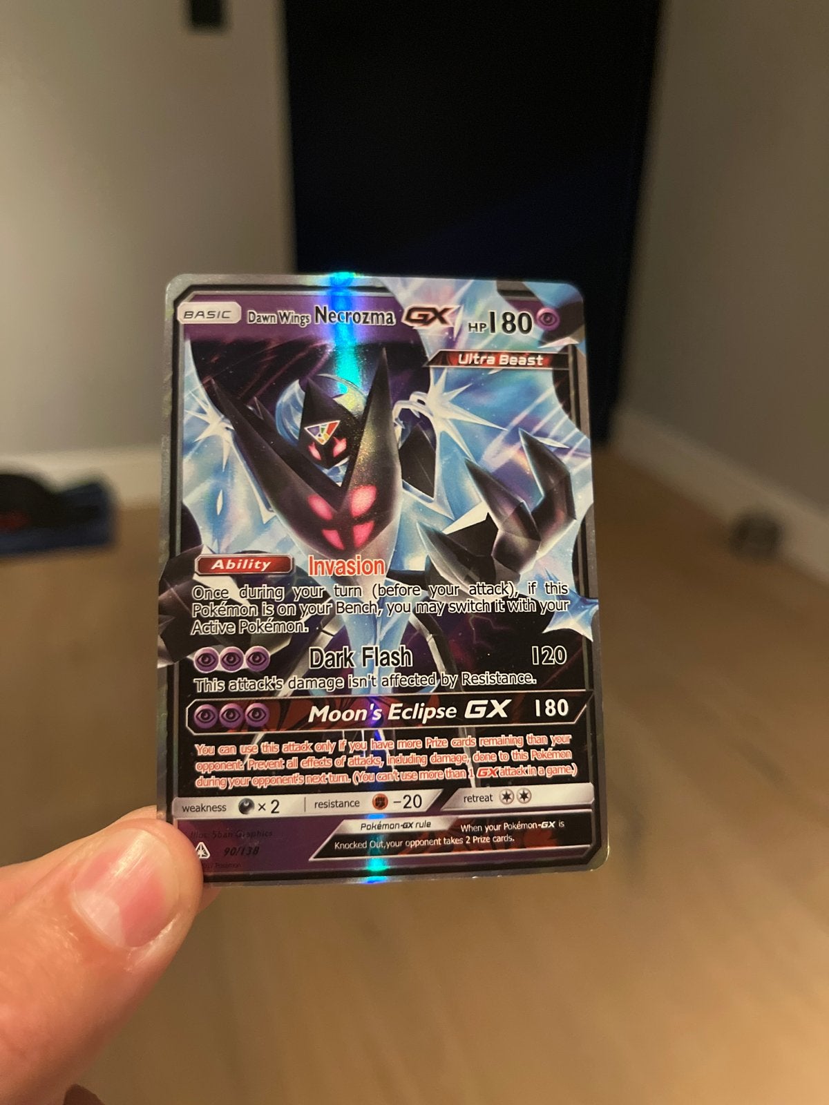 Mooie Necrozma GX Pokémon kaart - bijna geen beschadigingen, Ophalen of Verzenden, Zo goed als nieuw, Losse kaart, Foil