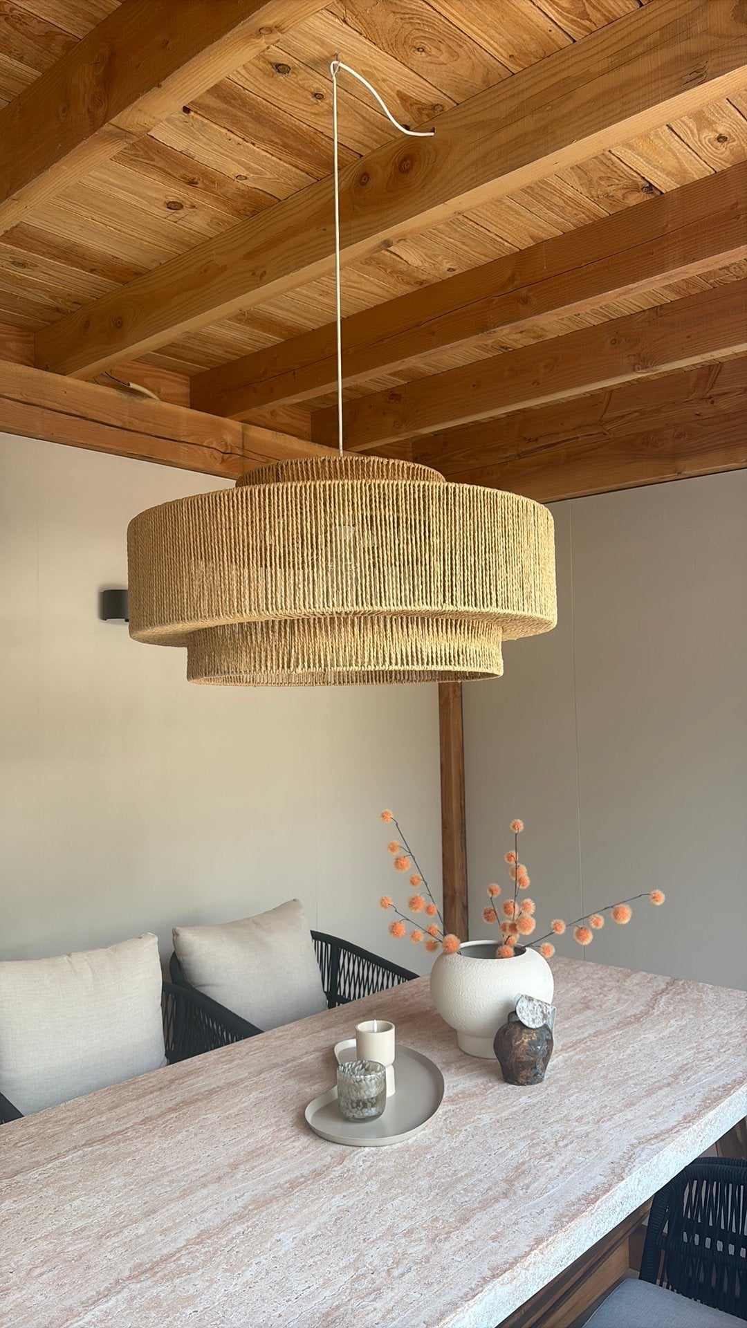 Rotan lamp 80cm, Huis en Inrichting, Lampen | Hanglampen, Ophalen, Nieuw, Overige materialen, Minder dan 50 cm