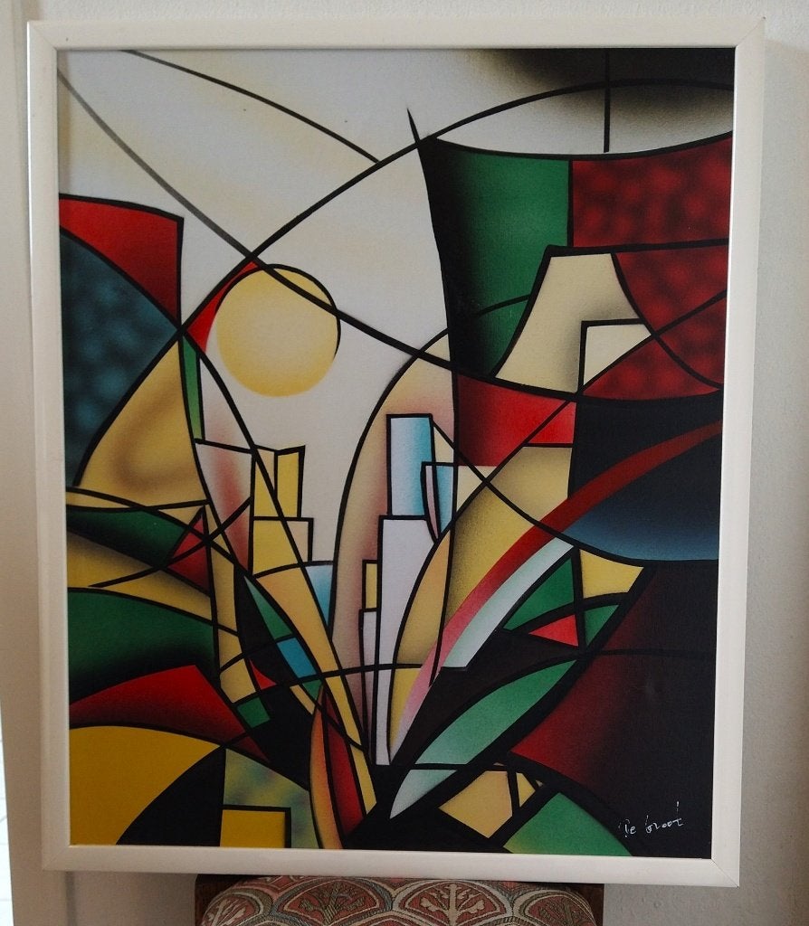 abstract schilderij - de Groot, Antiek en Kunst, Ophalen of Verzenden