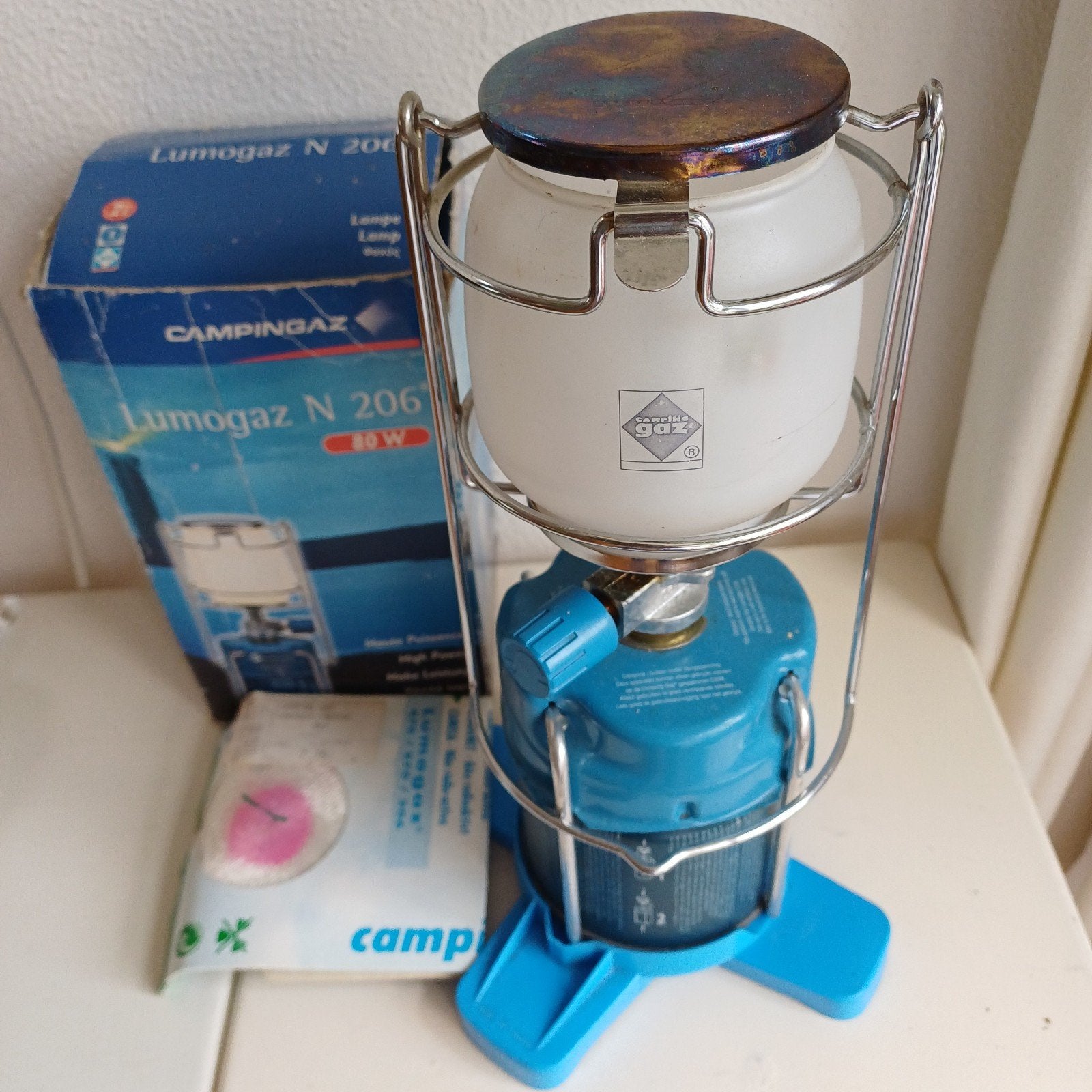 campingaz gaslamp plus voetje, Caravans en Kamperen, Ophalen of Verzenden, Zo goed als nieuw