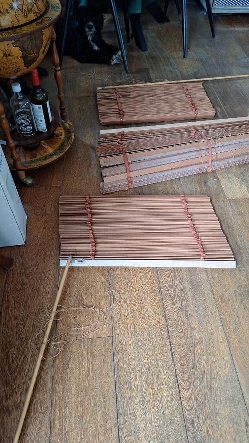 Luxaflex houten jaloezie 66 cm 2x, Ophalen of Verzenden, Gebruikt, Bruin