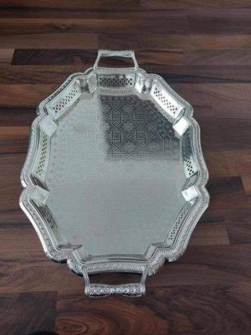 Verzilveren metalen dienblad, 50x34x4cm, nieuwe. ophalen, Huis en Inrichting, Woonaccessoires | Dienbladen, Ophalen of Verzenden