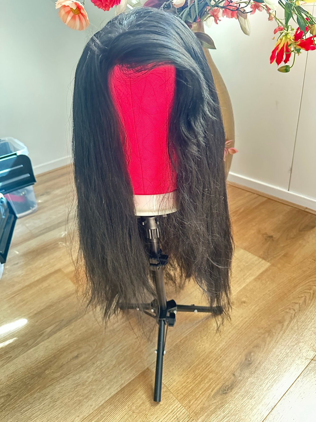 Synthetische mix echt haar pruik 70 cm, Ophalen of Verzenden, Gebruikt, Pruik of Haarverlenging