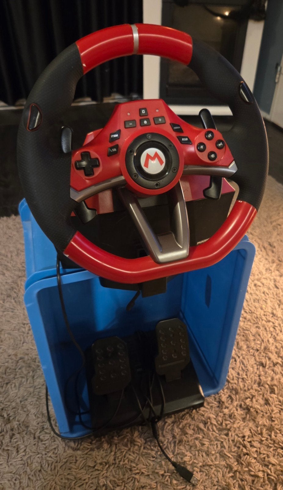 Mario Kart Racestuur hori pro deluxe met Pedalen voor Switch, Racestuur, Nintendo, Zo goed als nieuw, Overige merken