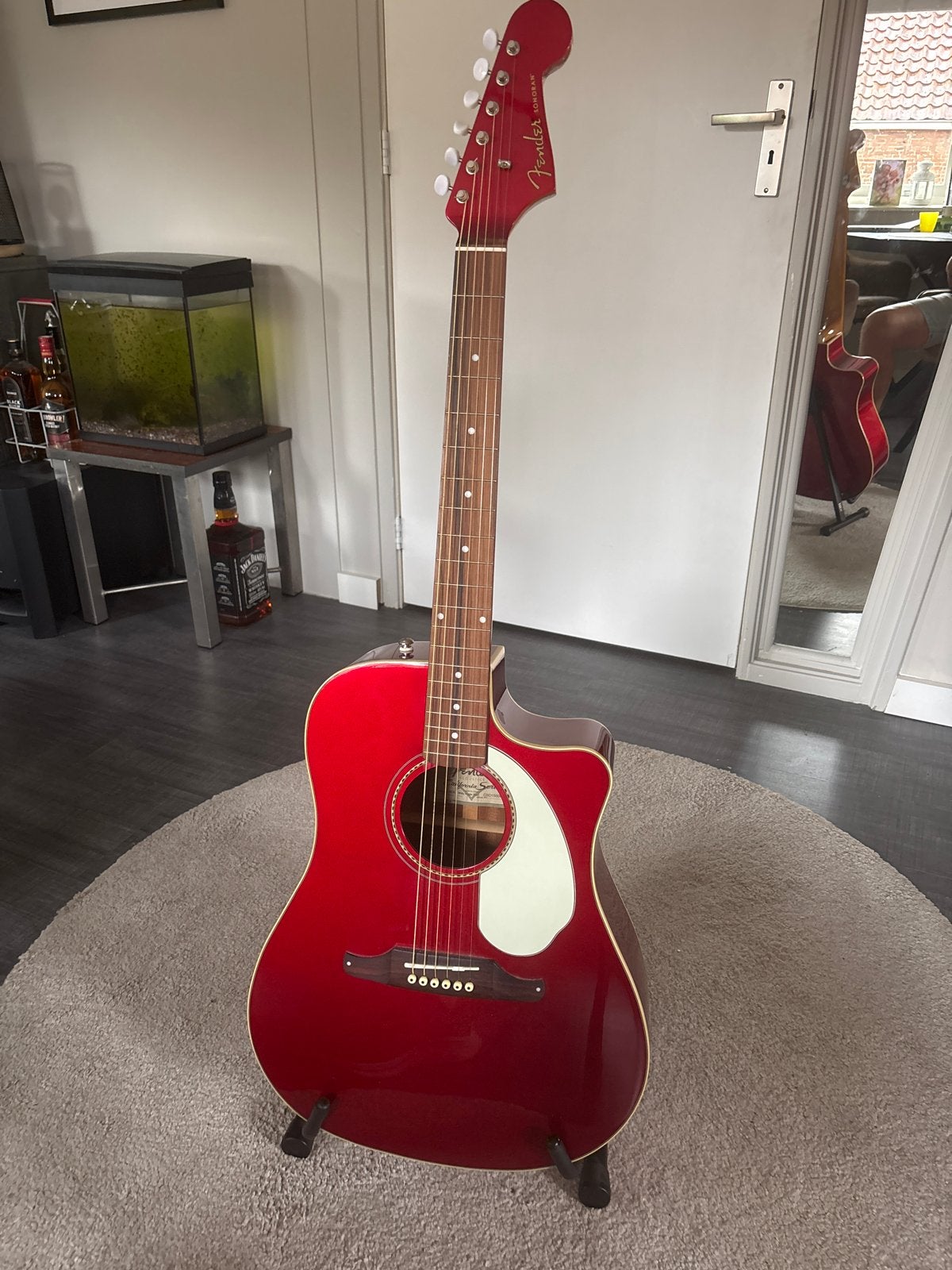Fender Sonoran SCE Westerngitaar Rood, Ophalen of Verzenden, Zo goed als nieuw, Western- of Steelstringgitaar, Met (piezo-)element