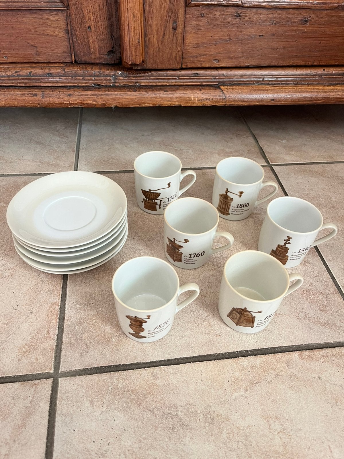 Vintage 6 kop en schotels Mitterteich serie ‘Koffiemolens’, Ophalen of Verzenden