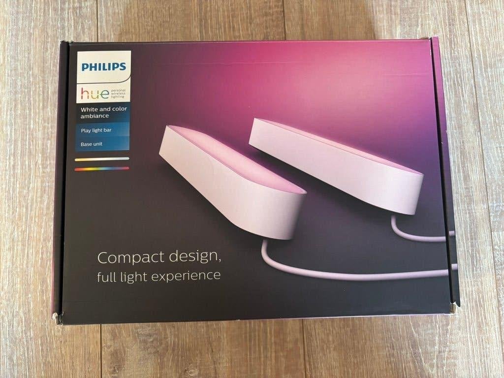 Philips Hue Play Light Bar Duo Pack Wit Met Doos, Zo goed als nieuw, Minder dan 10 watt, Smart lamp, Bedienbaar via app