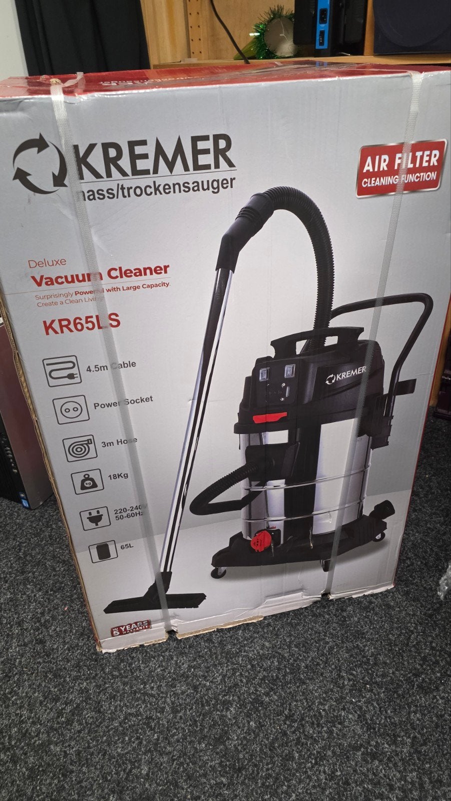 Kremer KR65LS Nat/Droog Industriële Stofzuiger 65L, Witgoed en Apparatuur, Nieuw, Ophalen of Verzenden, Industriële stofzuiger