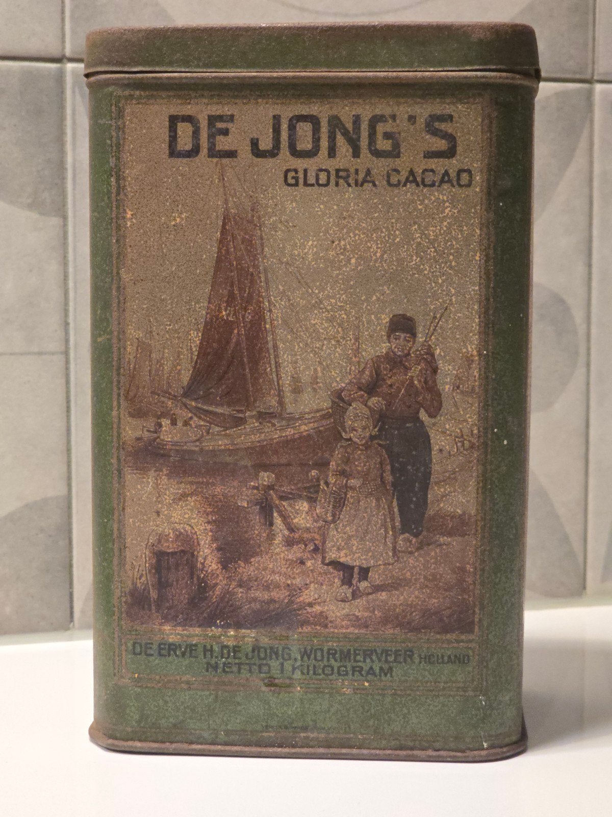 Blik DE JONG'S Gloria Cacao Erve H. De Jong Holland €35, Verzamelen, Blikken, Ophalen of Verzenden, Gebruikt, Overige