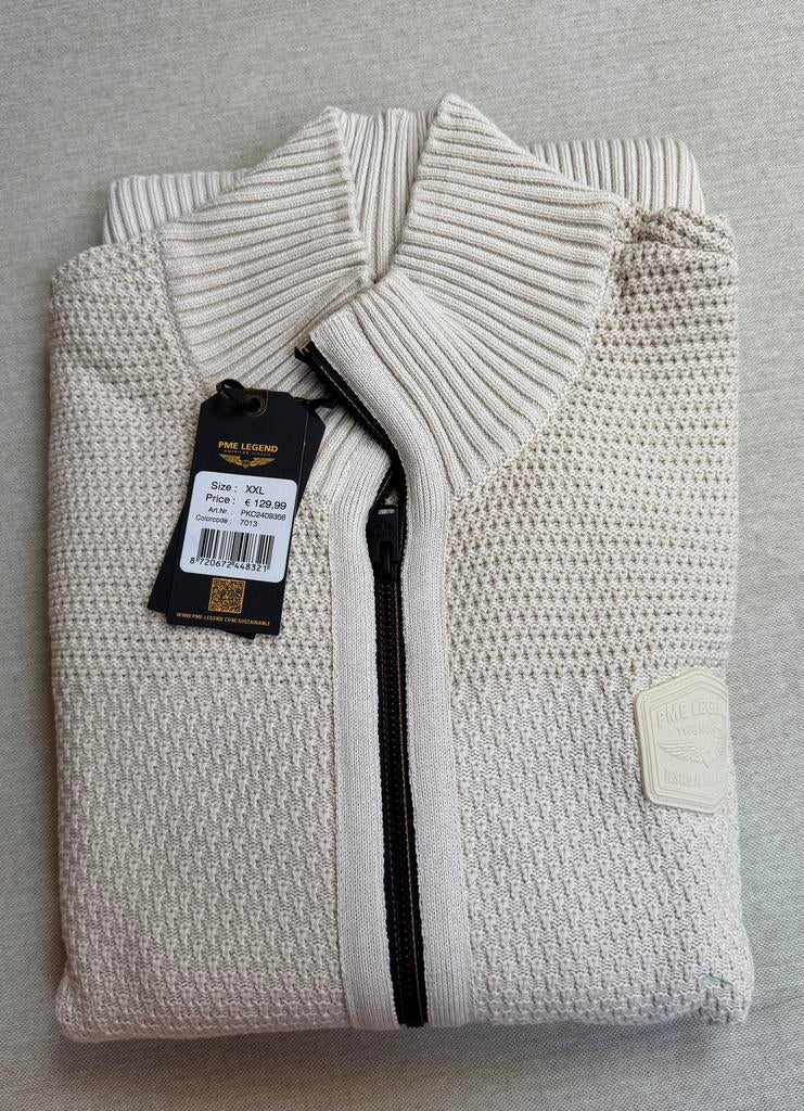 PME Legend SWEAT JACKET MET RITSSLUITING XXL, ., Beige, Nieuw, Overige maten