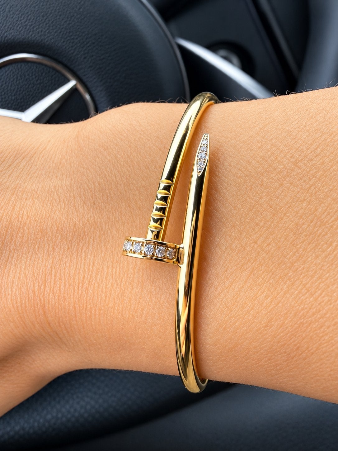 Cartier-stijl 14k Gouden Armband & Ring met Diamanten, Ophalen of Verzenden, Gebruikt, Goud, Met edelsteen