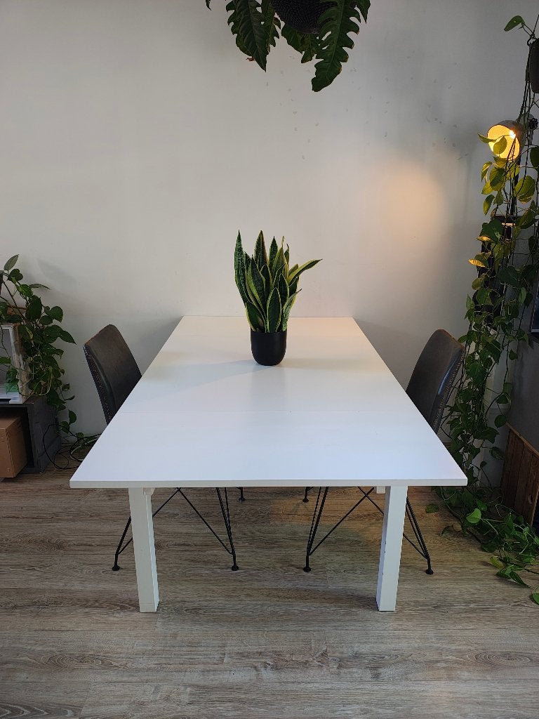 Uitschuifbare eettafel - 169 x 90 / 90 x 90 cm, Ophalen, Gebruikt, Vierkant, 50 tot 100 cm