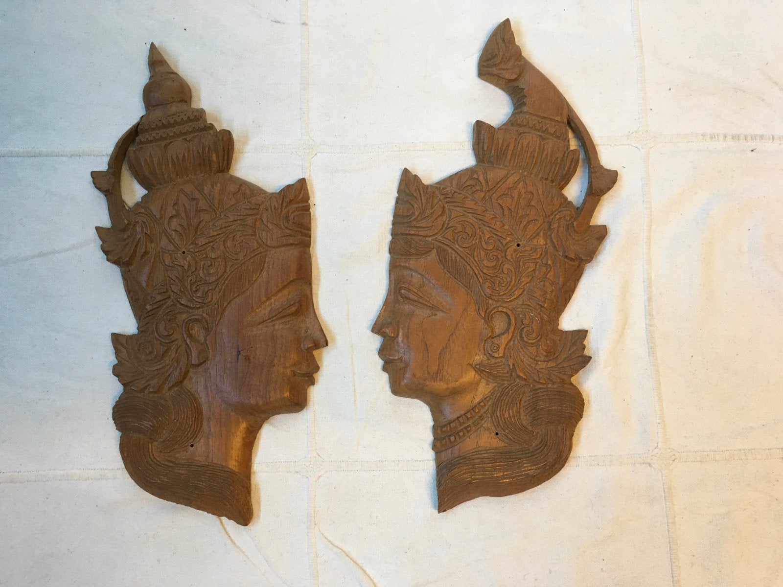 Balinese houtsnijwerk: Man en Vrouw, Houtsnijwerk, Ophalen of Verzenden, Handgemaakt, Hout