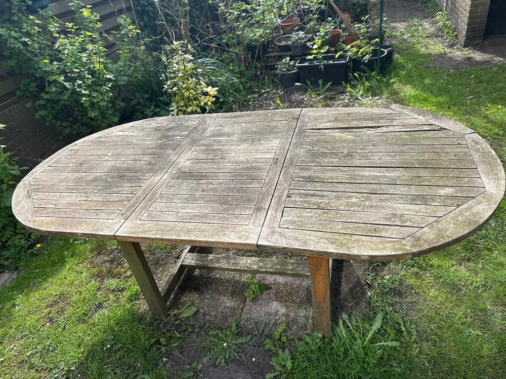 Houten tuintafel, Ophalen, Gebruikt, Ovaal, Hout