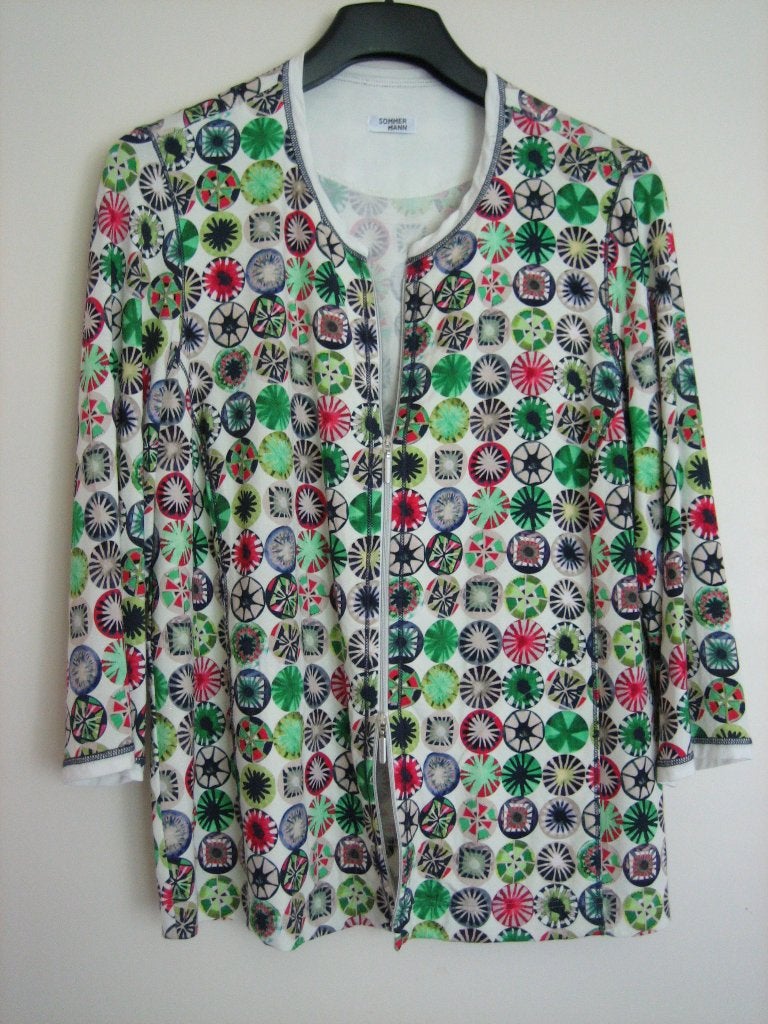 Fleurig vestje (of twinset} SOMMERMANN 44 snazzeys, Kleding | Dames, Overige kleuren, Maat 42/44 (L), Nieuw, Verzenden