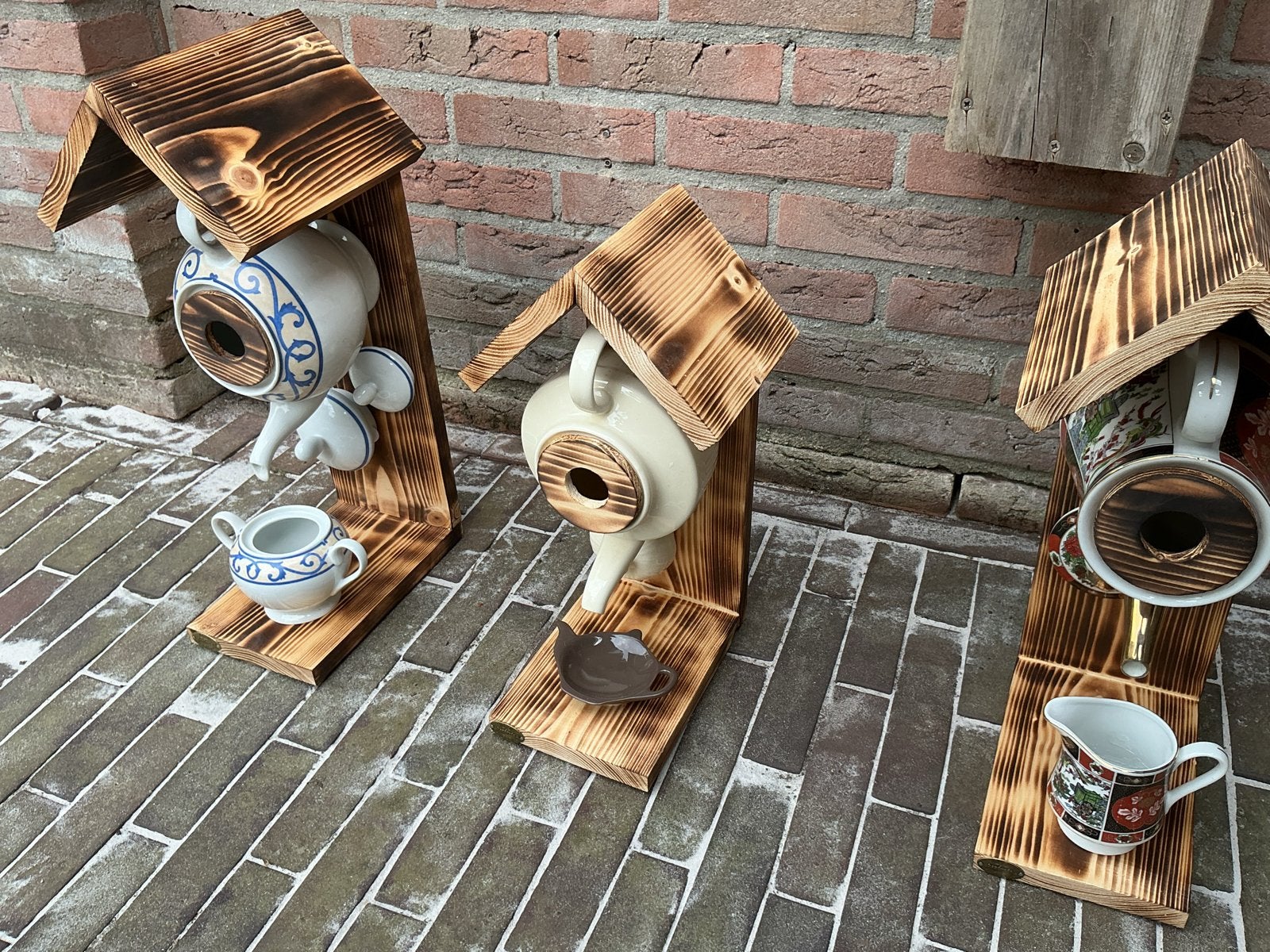 Handgemaakt - theepot vogelhuisje van FSC hout, Ophalen of Verzenden, Nieuw