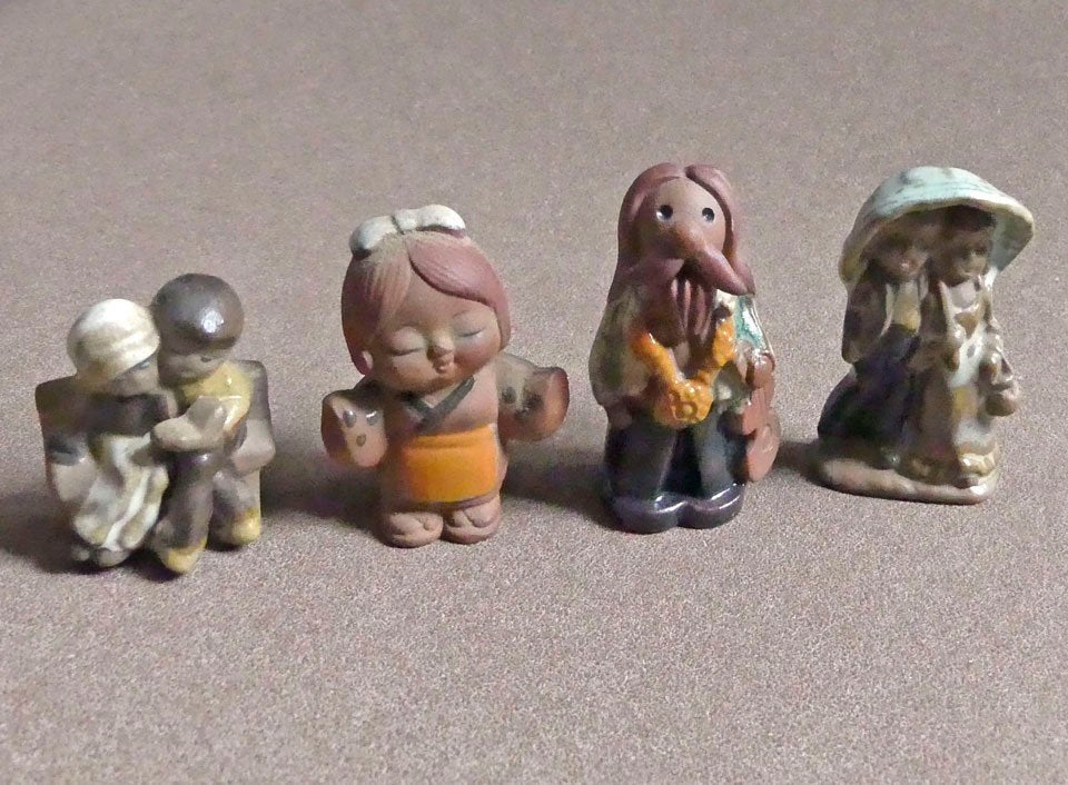 Vintage seventies mensenbeeldjes beeldjes poppetjes keramiek, Verzamelen, Beelden en Beeldjes, Ophalen of Verzenden, Gebruikt