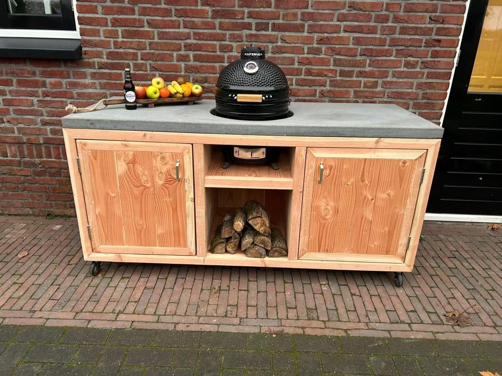 Buitenkeuken, buitengrillstation, big green egg tafel kamado, Ophalen, Nieuw, Houtskool