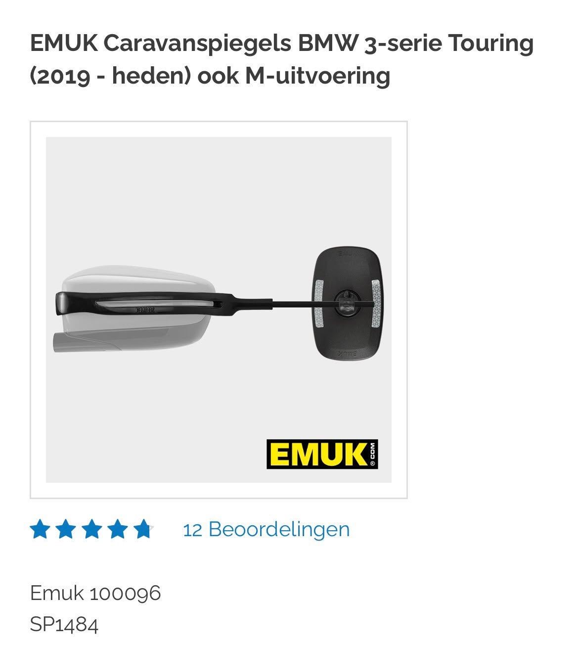 EMUK 100096 SP1484 caravan spiegels BMW 3Touring 2019+, Ophalen, Zo goed als nieuw