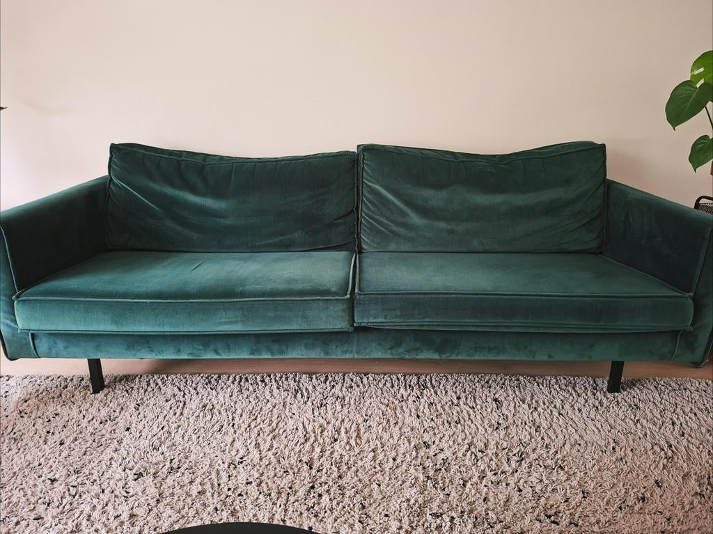 Groene velvet bank van sissy boy, Ophalen, Gebruikt, Driepersoons, 75 tot 100 cm
