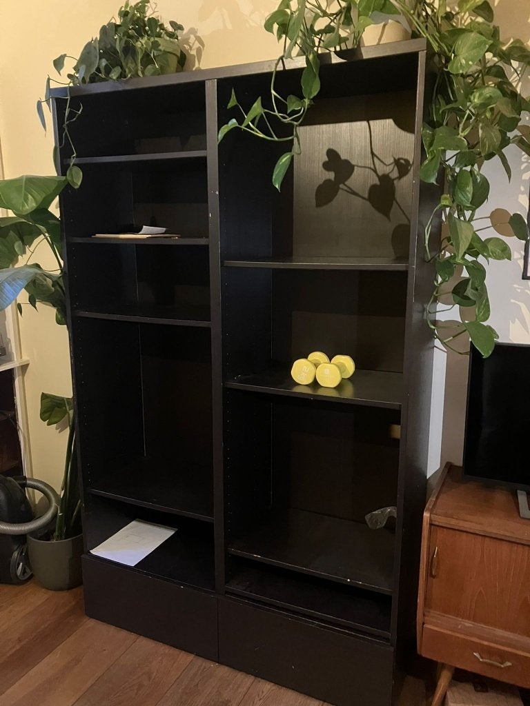 Open zwarte kast, Ophalen, Met plank(en), Gebruikt, 100 tot 150 cm