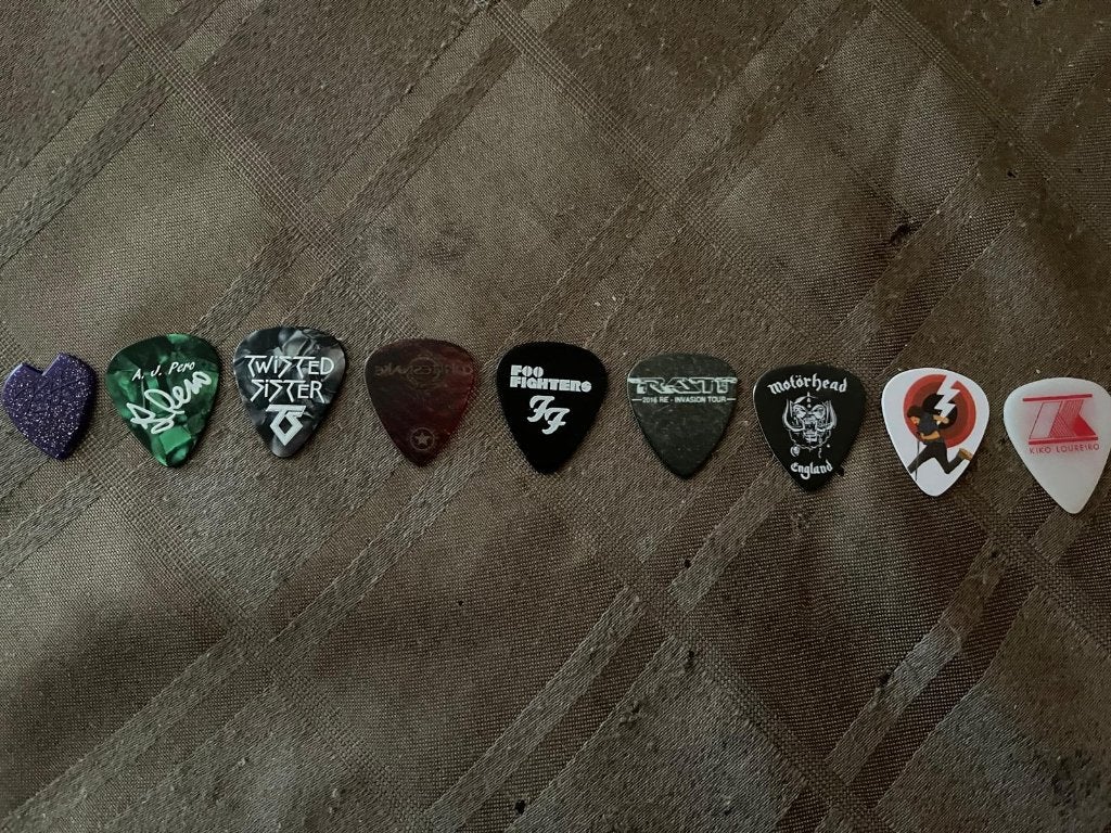 9 Hardrock/Metal picks (plectrums) gitaristen deel 2, Muziek en Instrumenten, Overige Muziek en Instrumenten, Zo goed als nieuw